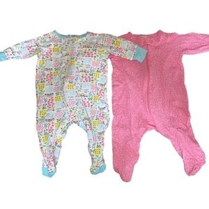 ⭐️3/$20 Onesies Footed Pajamas 2-Pack, 0-3 Months, Pink/Floral